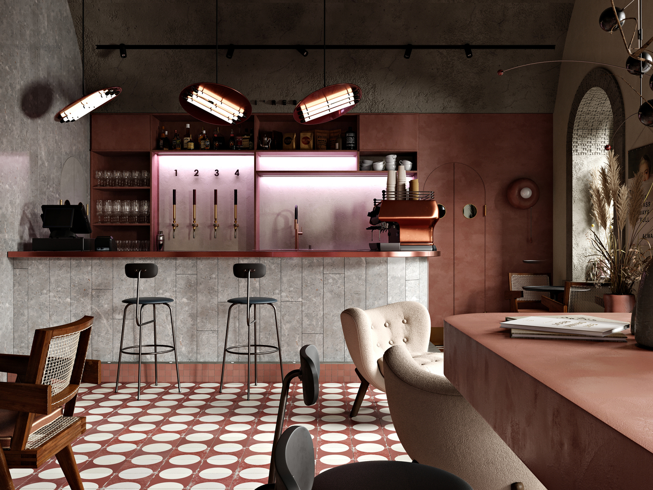 陶砖色调融入餐厅