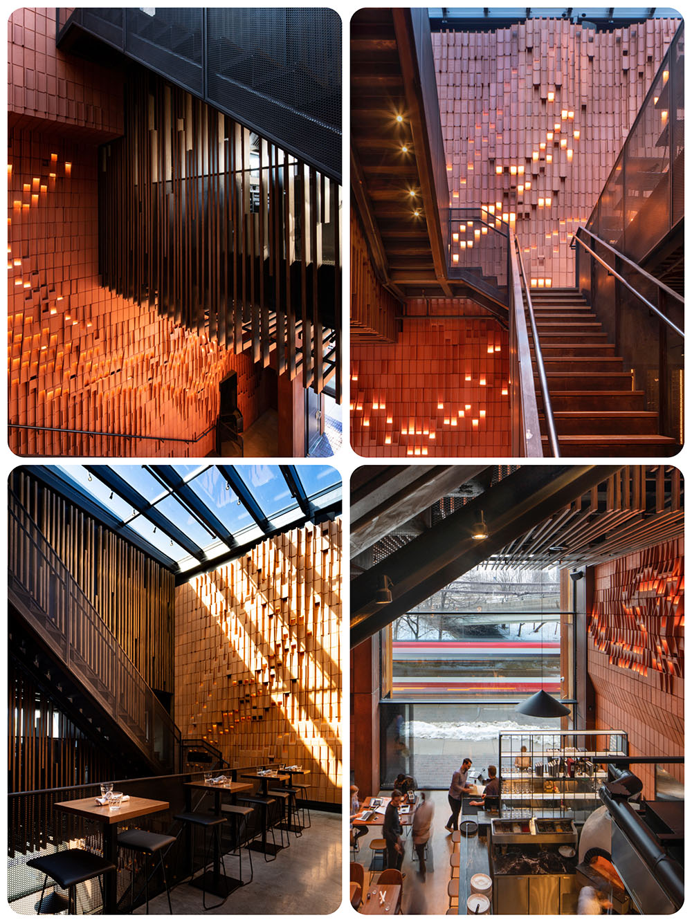 光影婆娑的陶土砖墙面