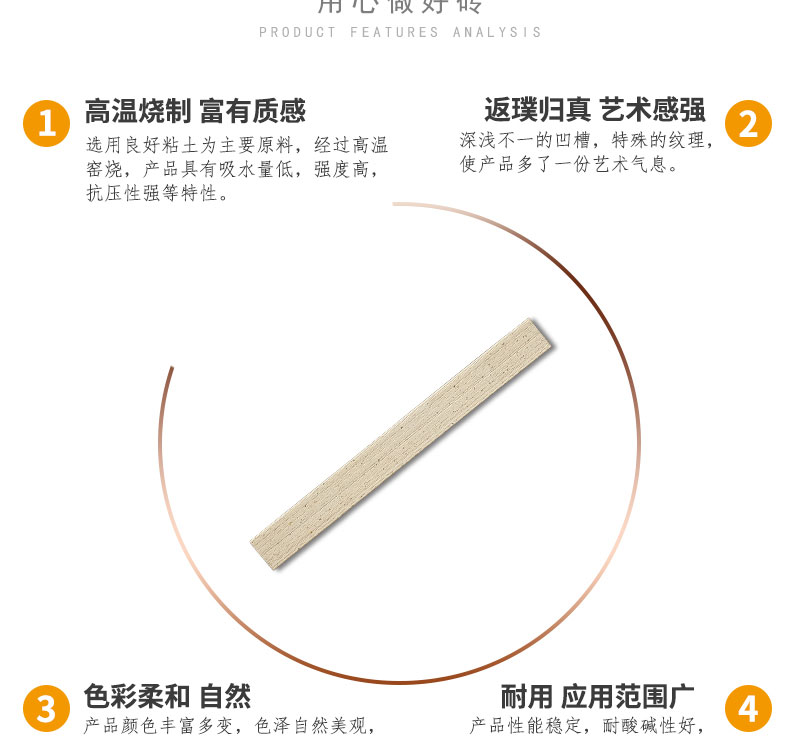干挂陶土幕墙砖 浅黄色磨砂面状 中式现代长条形陶砖-AWT23